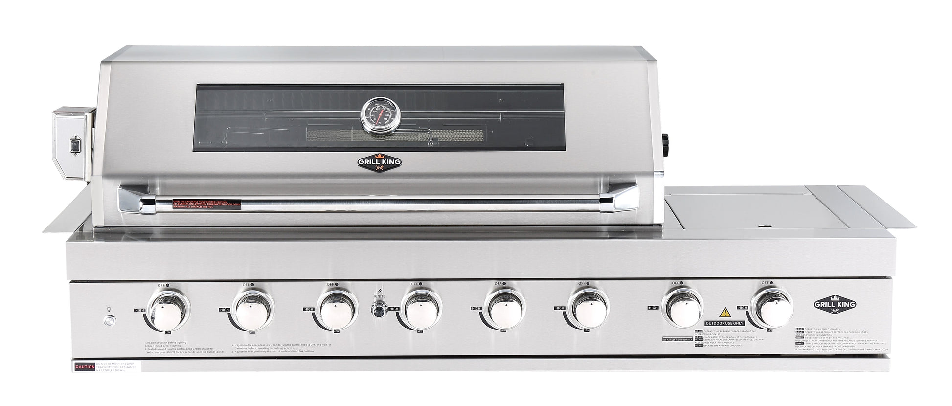 6 Burner Built In BBQ With Side Wok & Rear Infrared Bruner | 304 Stainless Steel, Blue LED Knobs Click & Collect NSW, VIC, QLD