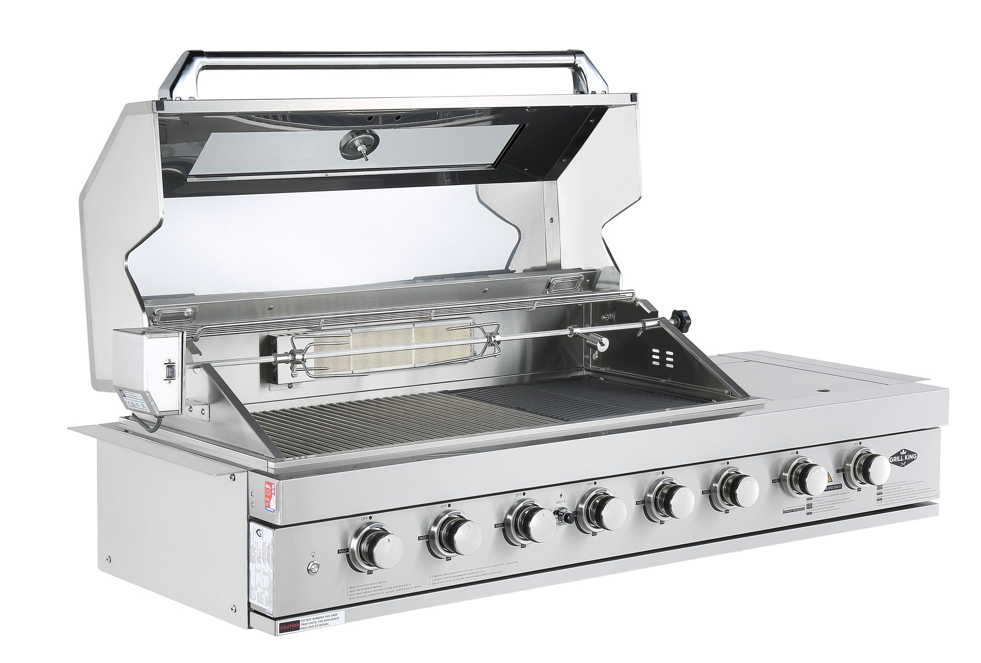 6 Burner Built In BBQ With Side Wok & Rear Infrared Bruner | 304 Stainless Steel, Blue LED Knobs Click & Collect NSW, VIC, QLD