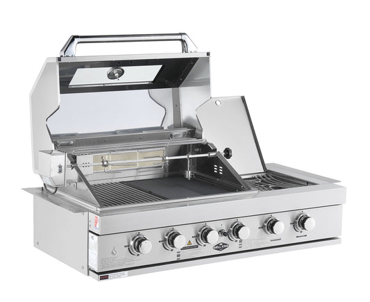 4 Burner + Wok Built In BBQ With Rear Infrared Bruner | 304 Stainless Steel, Blue LED Knobs Click & Collect NSW, VIC, QLD