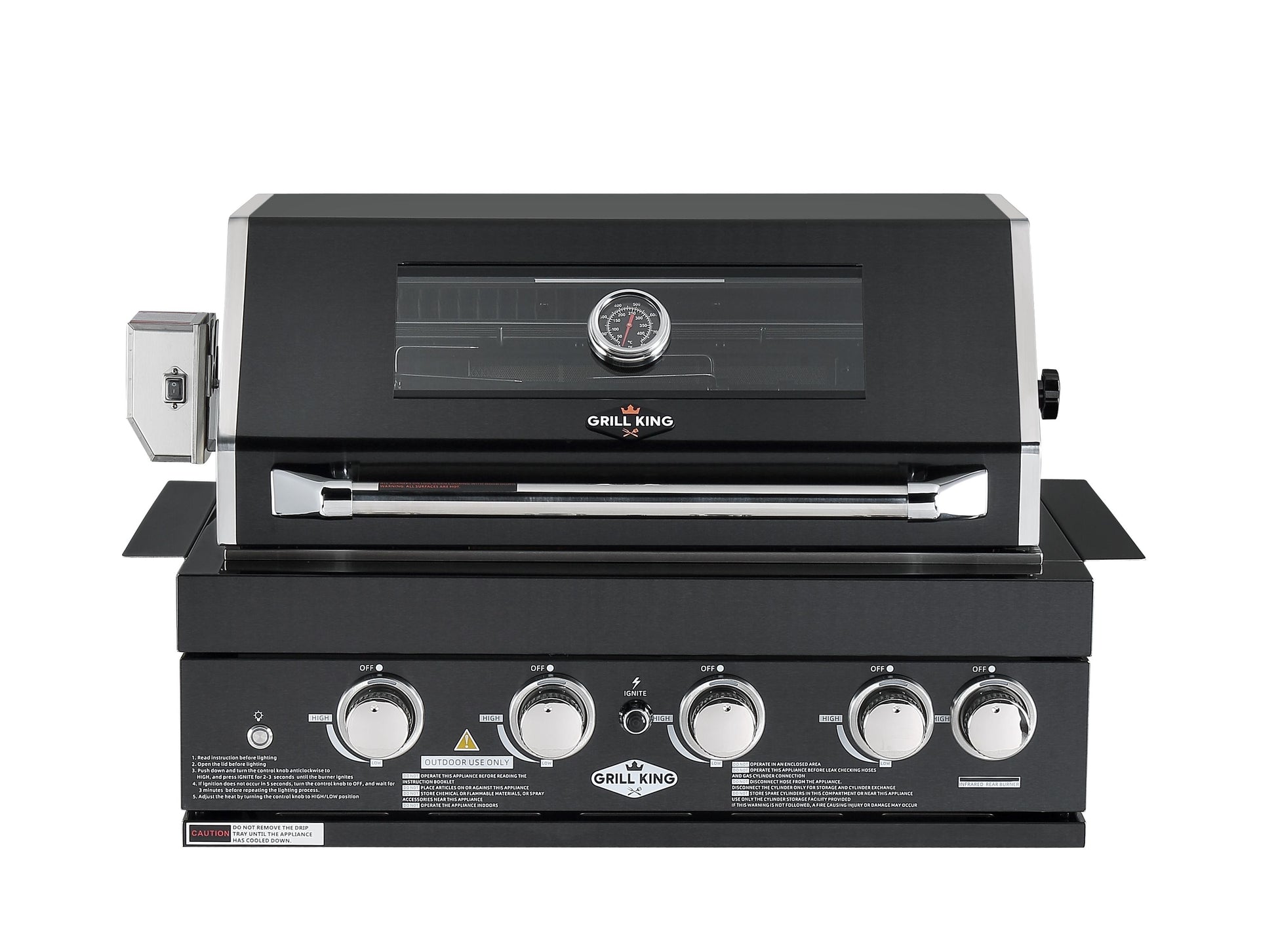 Black Stainless Steel 4 Burner Built-In BBQ With Rear Infrared Bruner | 304 High Grade Black SS, Blue LED Knobs Click & Collect NSW, VIC, QLD