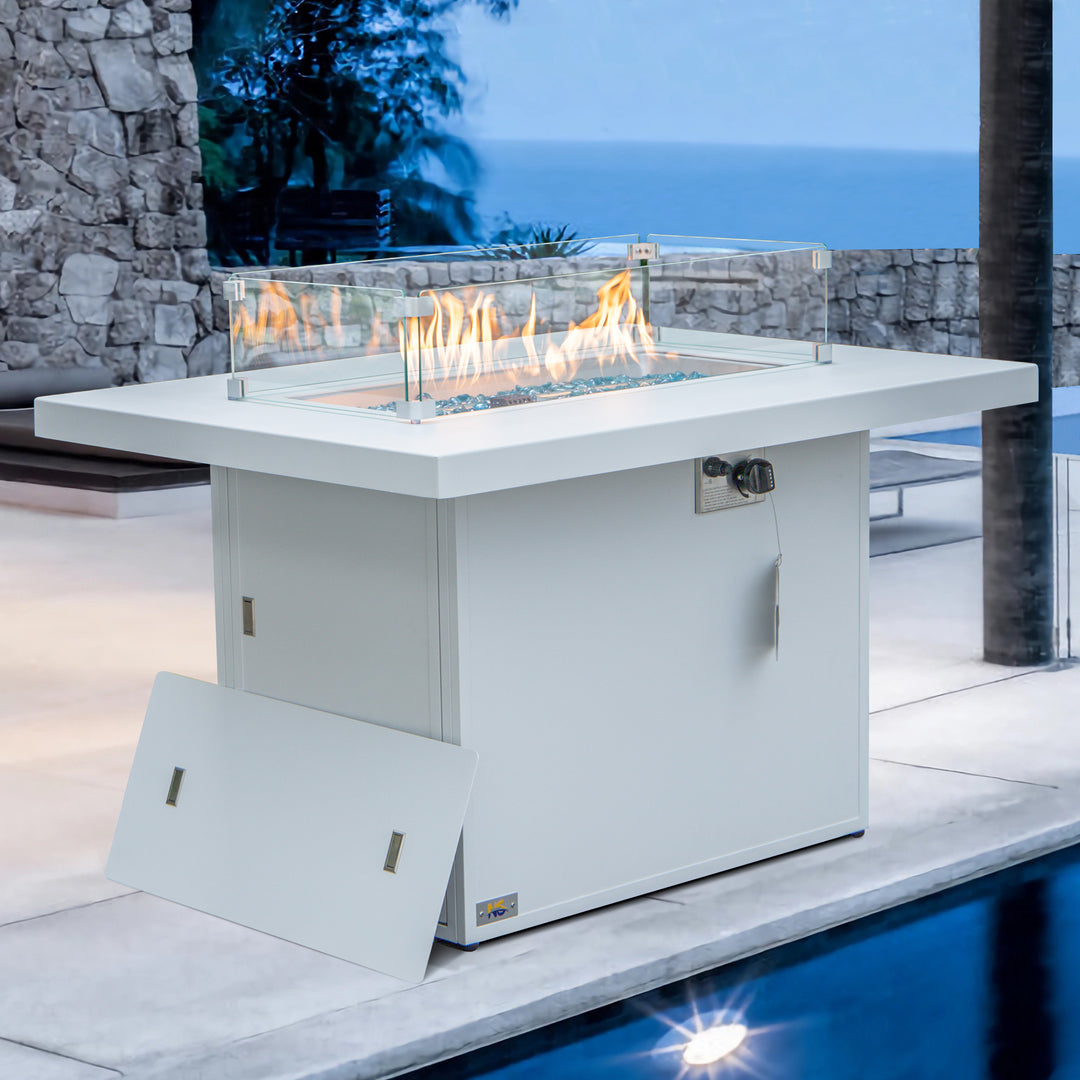ARI Outdoor Designer Square Gas Fire Pit Table 304 SS, White Aluminium Powder Coated | Pre Order
