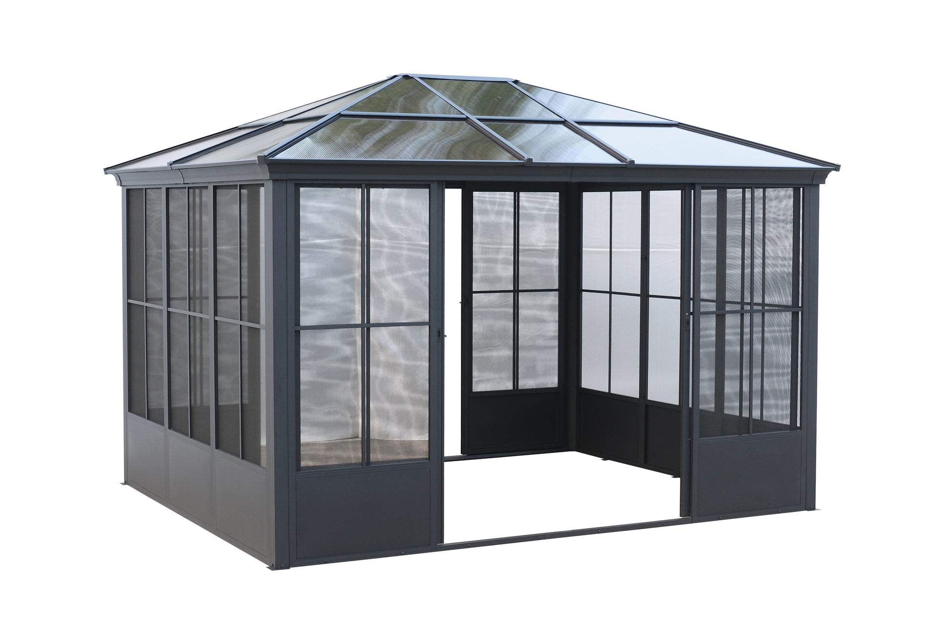 Elite Aluminium Black PC Garden Sunroom House 3x3.65m  With window screen Polycarbonate Board roof
