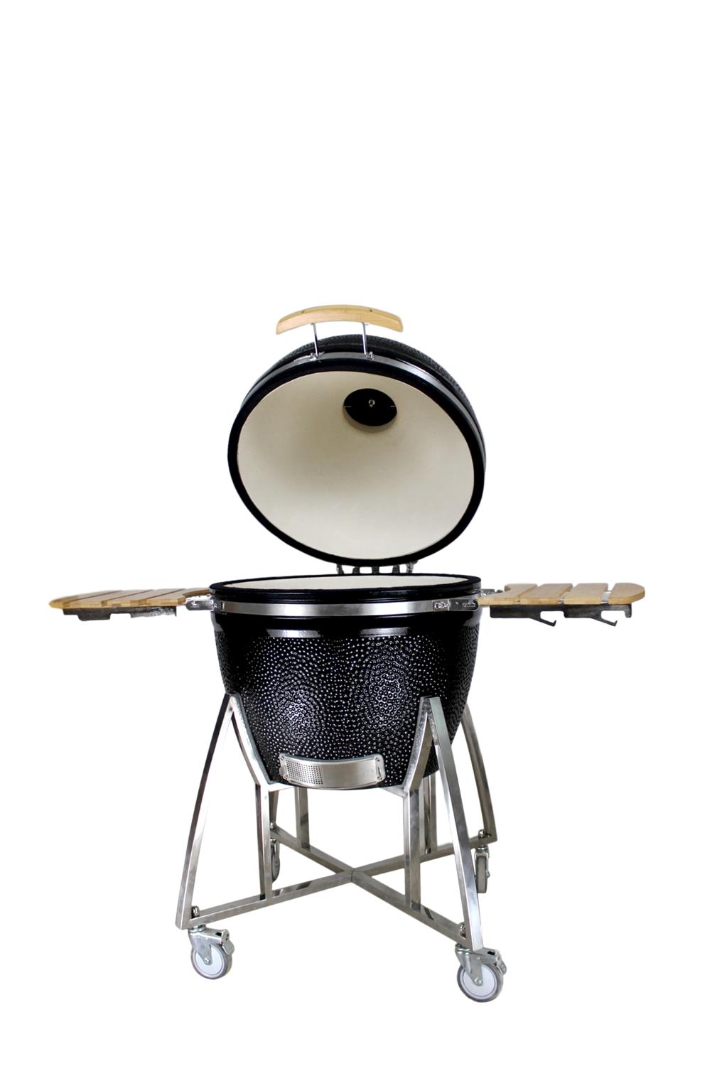 Grill King 16” Kamado Ceramic Charcoal Grill With Trolley & Side Tables