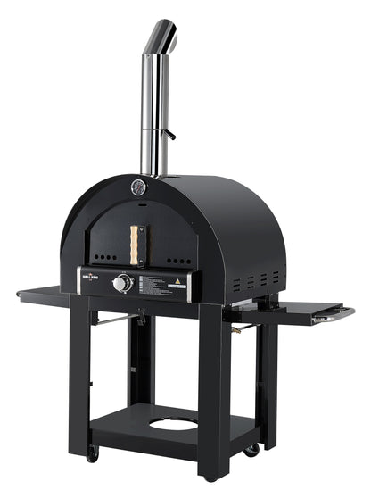 test rey 1 Grill King 22” Outdoor Gas Pizza Oven: Black Stainless Steel BBQ Pizza Oven Stone Trolley Large Pizza Oven Size