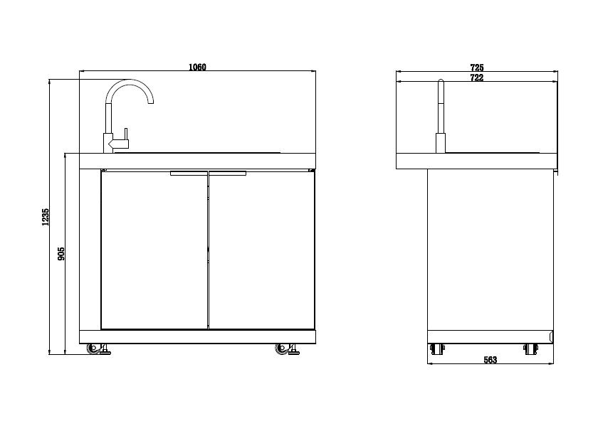 Rockpool 6B + Wok: White Designer 6 Burner Outdoor BBQ Kitchen Package: Inc White Bench, White Doors, Fridge & Sink