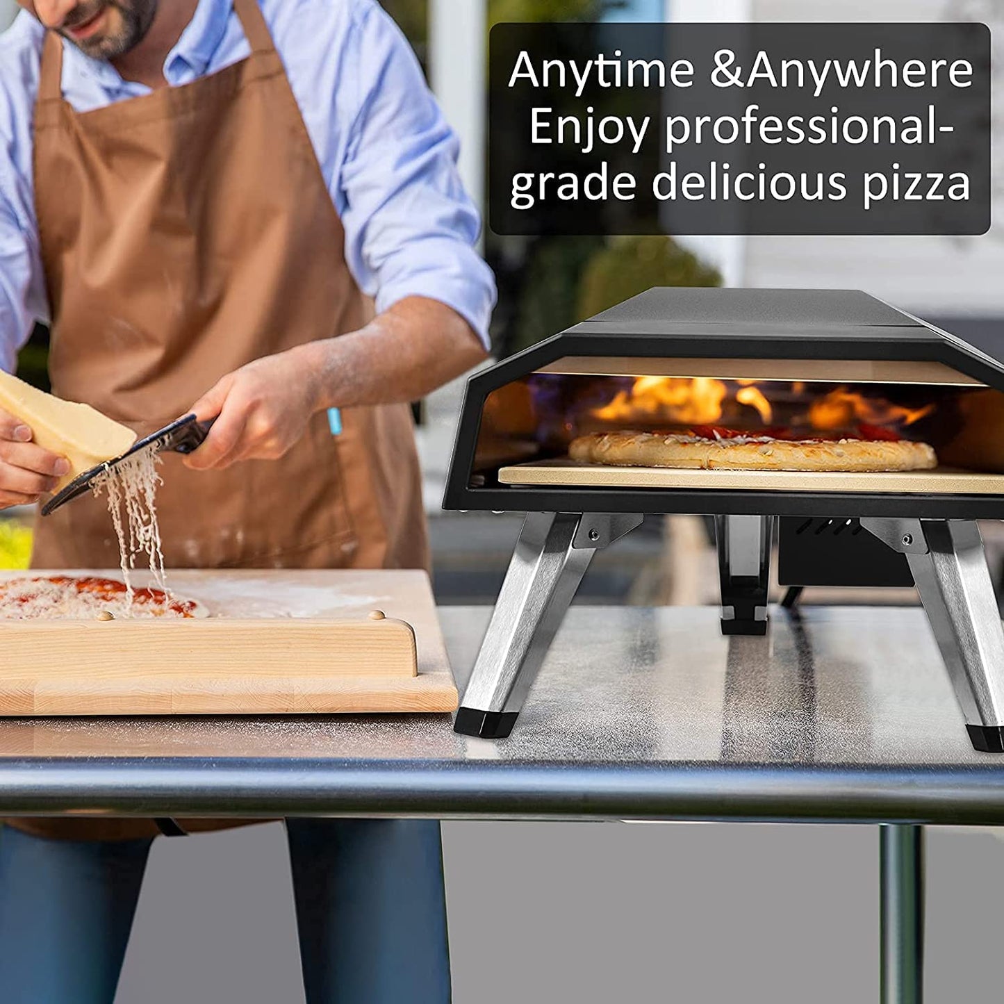 Grill King Gas Pizza Oven, Portable Outdoor Pizza Oven with 13" Pizza Stone & Stainless Steel Gas Pizza Grilling Stove for Garden Backyard