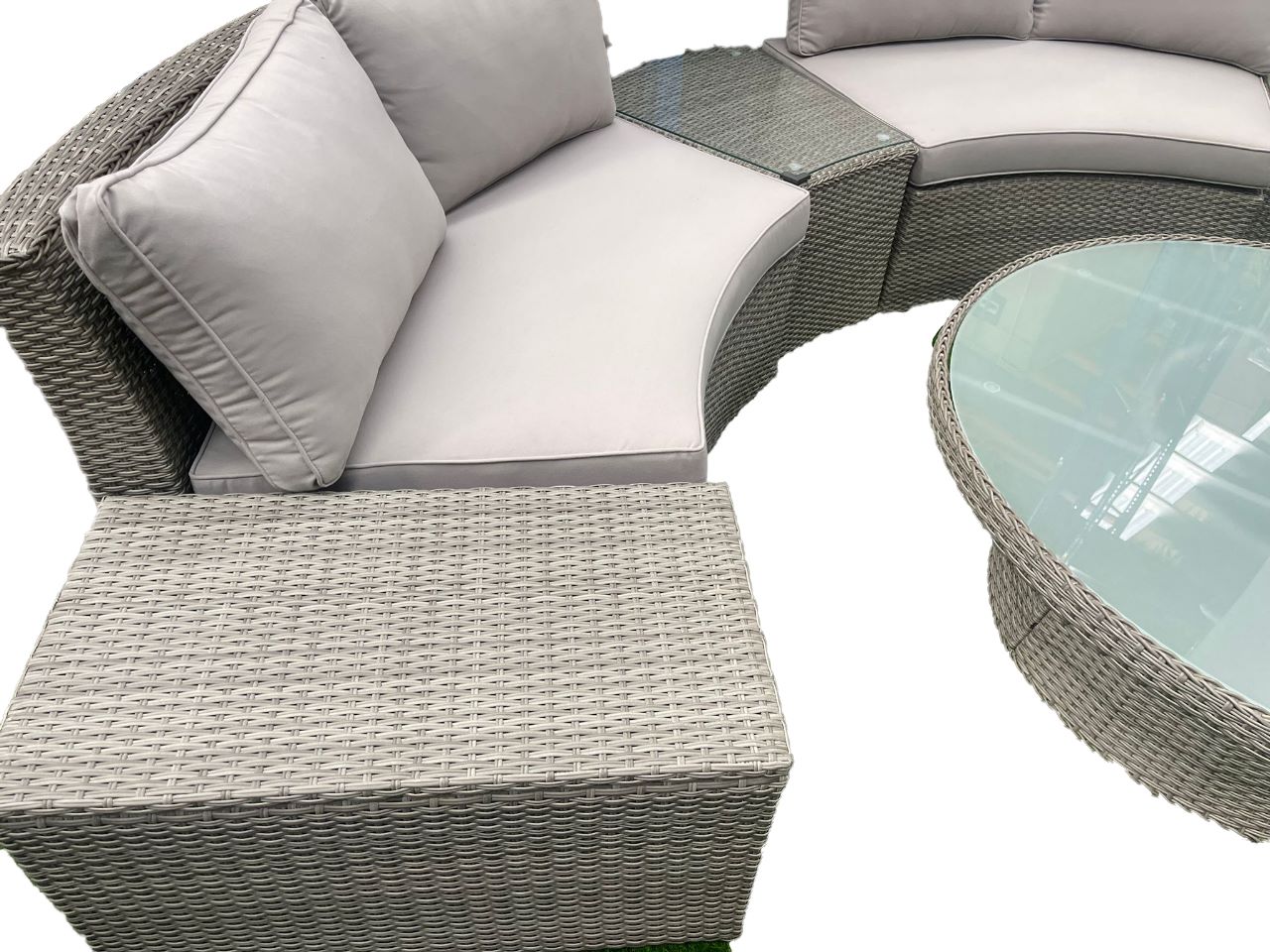 KABUL HALF MOON SOFA SET Aluminium Outdoor Lounge Setting — Black or White