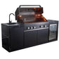 Rockpool 4B: Designer Black Outdoor BBQ Kitchen Package inc Fridge, Sink Rear Infrared, Rotisserie, BBQ Cover