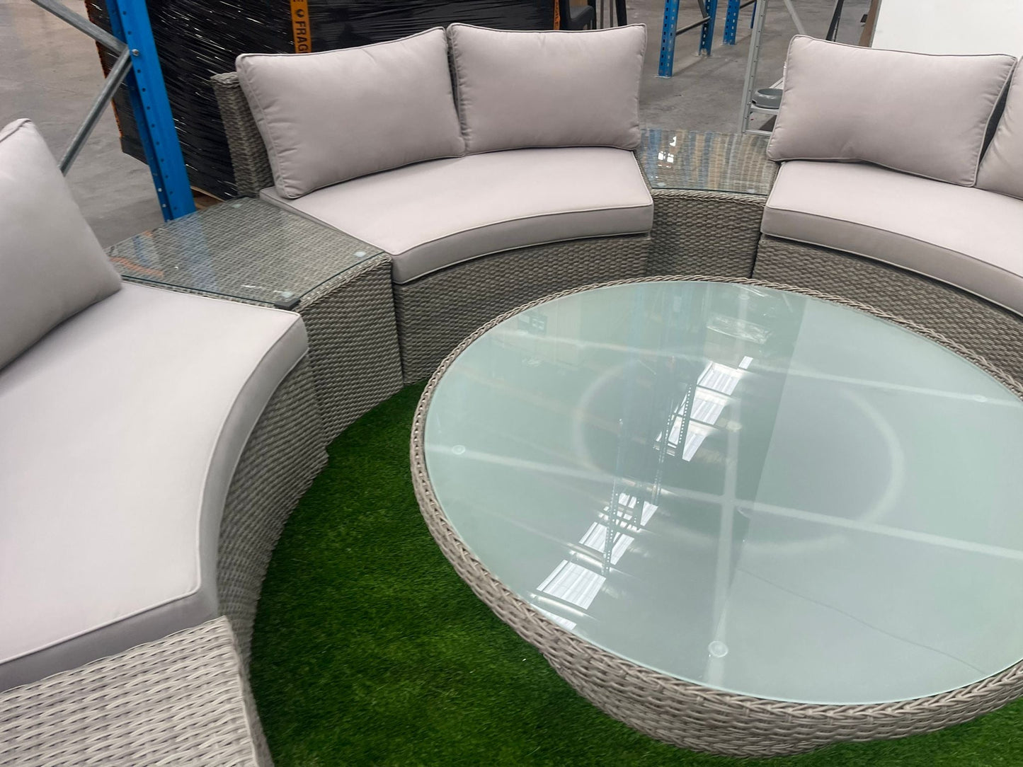 KABUL HALF MOON SOFA SET Aluminium Outdoor Lounge Setting — Black or White