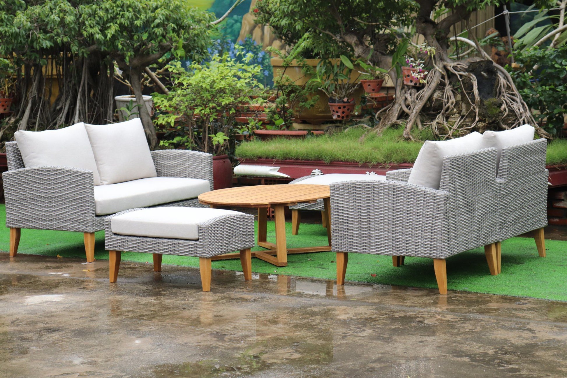 SIENA 6 Piece White + White Cushions Outdoor Lounge Set