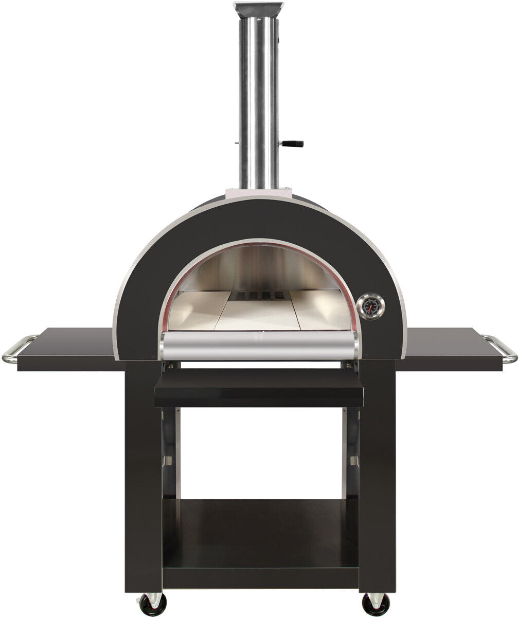 Grill King Charcoal Pizza Oven Outdoor In Black Stainless Steel Artisan Wood-Fired Charcoal Pizza Bread Oven BBQ Grill